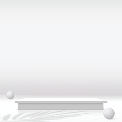 3d white color podium and minimal white wall scene Vector