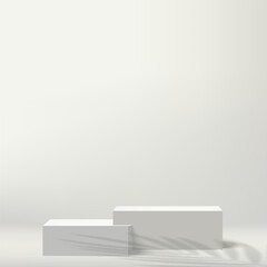 3d white color podium and minimal white wall scene Vector