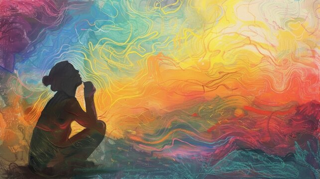 A pastel drawing of a person peacefully immersed in creating art symbolizing the positive impact of art on reducing stress and anxiety.