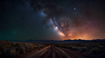 Colorful Milky Way Galaxy Night Star Landscape