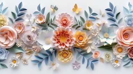 3d render horizontal floral pattern
