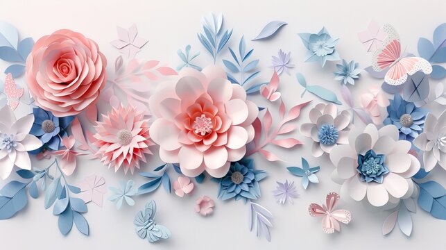 3d render horizontal floral pattern