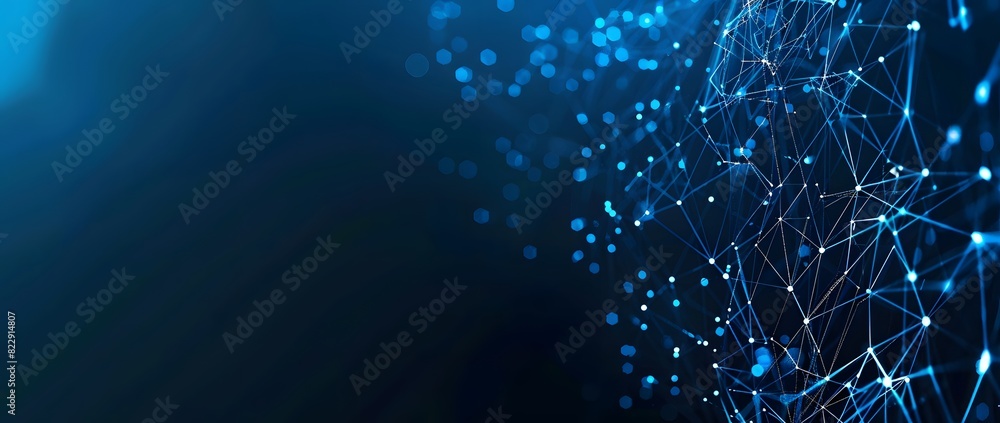 Wall mural Abstract Technology Background with Blue Glowing Connection Lines