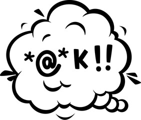 Swear speech bubble in cartoon comic, aggressive expletive curse and hate angry talk, doodle vector. Bad word speech bubble or explicit swear shout of exclamation symbols for rude aggressive emotion