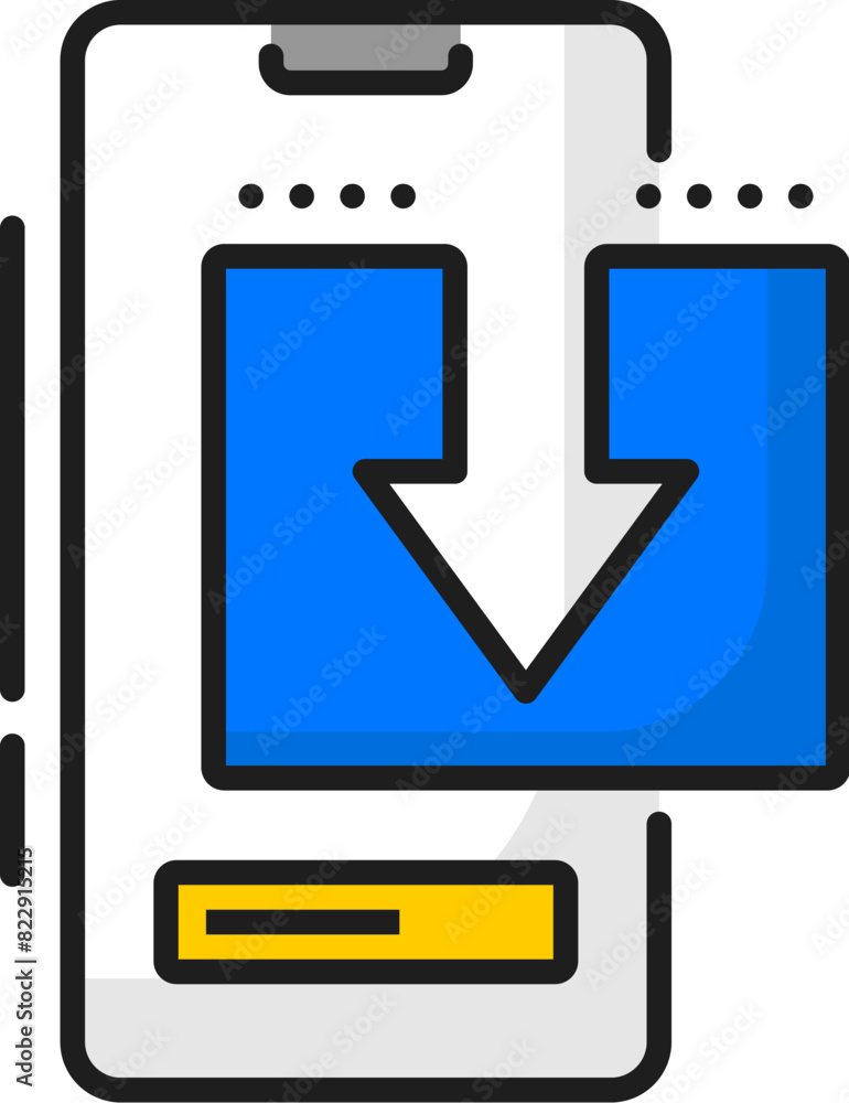 Leinwandbilder mobile software update downloading color thin line icon. smartphone driver or software update, phone