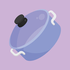 Cooking pot vector icon. Kitchen pot vector illustration. Cooking pot vector illustration with cap