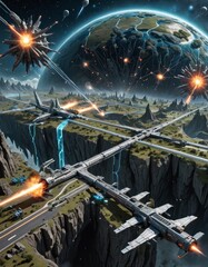 Fototapeta premium Dimensional Convergence: Explore the Boundless Universe of The Quantum Nexus