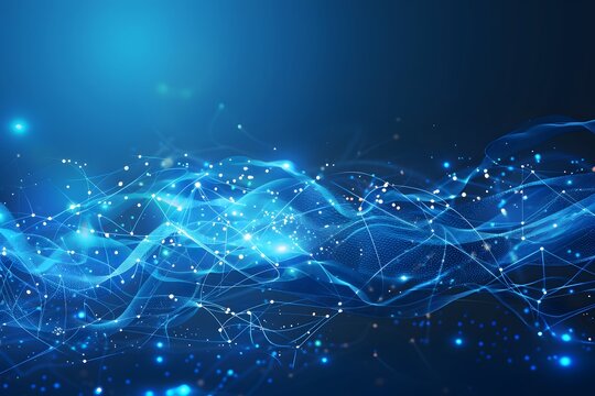 Abstract Technology Background with Glowing Lines and Dots