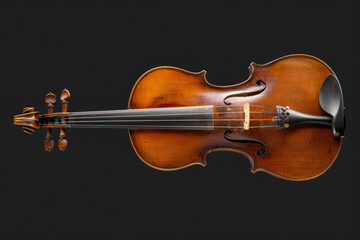 Fototapeta premium Classic Wooden Violin Closeup On Neutral Black Background Created Using Artificial Intelligence