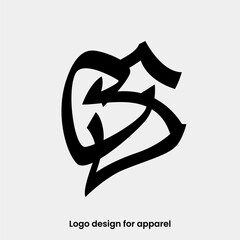 monogram letter CS logo design. letter CS or SC logo for apparel brands. SC logo design for Apparel brand. letter CS apparel logo design template. 