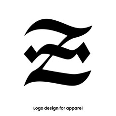 monogram letter Z logo design. letter Z logo for apparel brands. Z logo design for Apparel brand. letter Z apparel logo design template. 