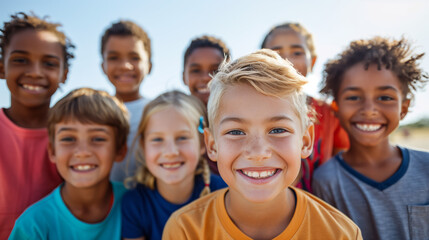 Happy smiles of multiracial children