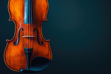 Classic Wooden Violin Closeup On Neutral Black Background Created Using Artificial Intelligence