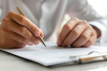 Businessman reviewing a contract, concept of legalities and formalities.