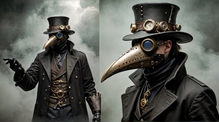 Fototapeta premium Steampunk Savior: A Modern Twist on the Plague Doctor