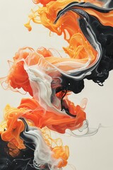Abstract swirls of orange and black ink