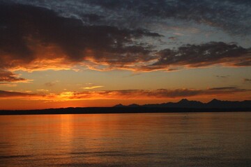 sunset over the river