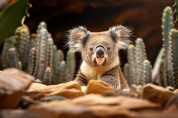 Adorable koala in unnatural habitat