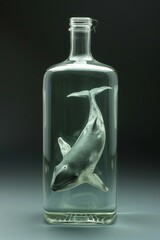 Artistic glass bottle with whale inside