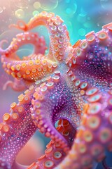 Abstract close-up of colorful octopus suction cups with a bokeh effect background