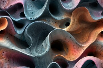 Digital art of seamless multicolor wavy texture with a smooth, fluid appearance