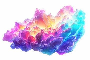 Digitally created image showcasing colorful, luminous crystals with a dreamy gradient