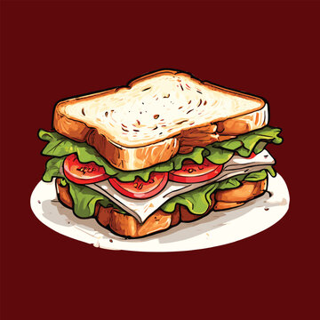 sandwich with ham and vegetables