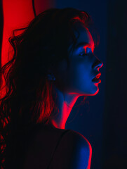Enigmatic Side-Profile in Neon Light
