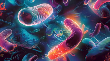 Detailed 2D Illustration: Organization of Nucleoid and Plasmids in Bacterial Cell Structure