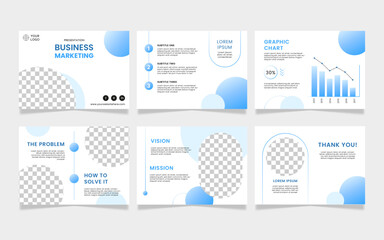 Blue Gradient Bussiness Marketing Presentation Templates