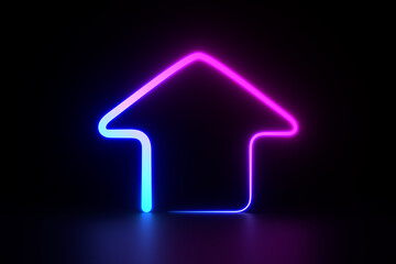 neon house on dark background. 3d illustration