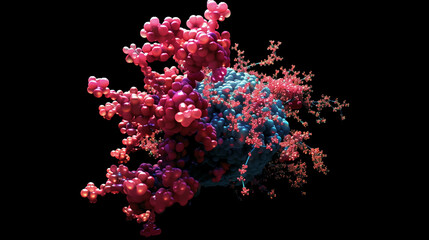 Naklejka premium A 3D rendered of the Golgi body modifying a glycoprotein, showing the cisternal maturation model 