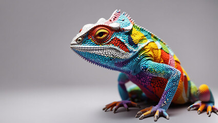 A brightly colored chameleon