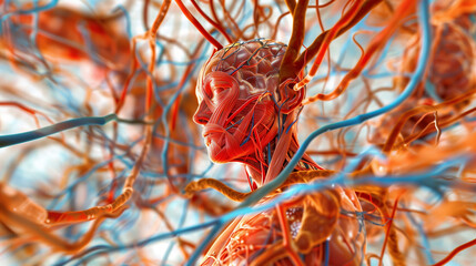 Detailed 3D Render: Subcutis Layer Illustration, Fat Storage and Tissue Connection Focus