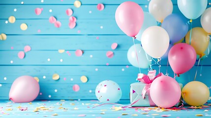 Birthday party background border with baloons