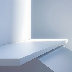 Minimalist Geometry: Close-up of a Highlighted White Table Corner with Minimal Design