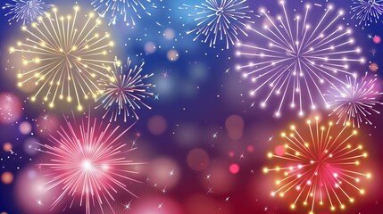 festive 4th of july background. Full with fireworks and USA flag. Independence Day (United States)