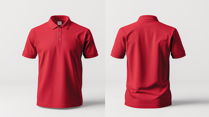 Two red polo shirts isolated on white background