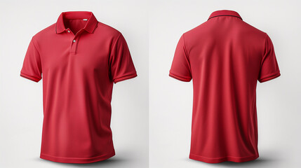 Two red polo shirts with white collars