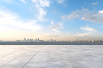 Expansive City Skyline with Towering Skyscrapers and Cloudy Sky
