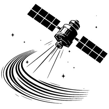 black satellite sending signal in space clip art preview