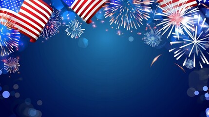 festive 4th of july background. Full with fireworks and USA flag. Independence Day (United States)