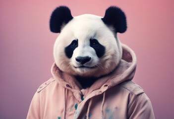 background panda pastel fashion animal with portrait color