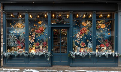 Naklejka premium Christmas storefront windows