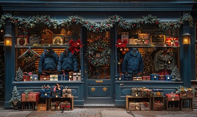 Fototapeta premium Christmas storefront windows