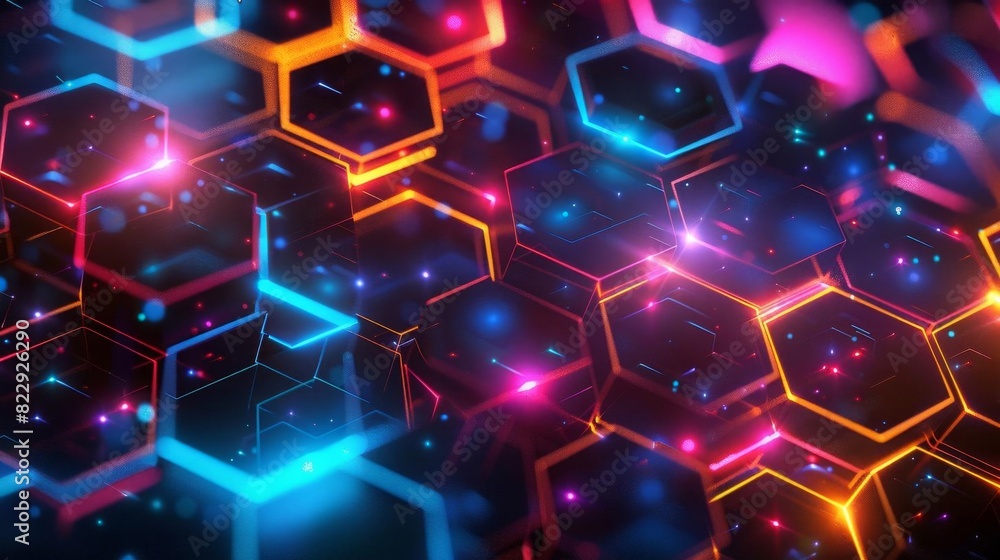 Poster create a seamless pattern with glowing hexagons