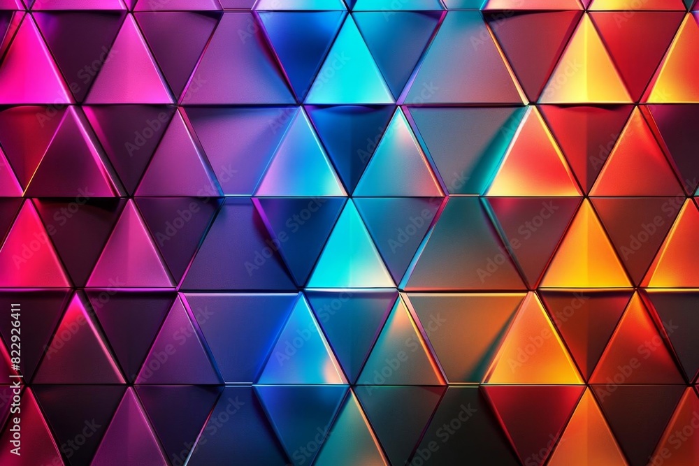 Poster create a seamless pattern of multicolored triangles with a high gloss finish