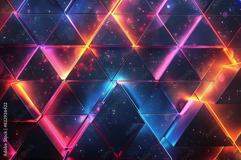 Poster create a seamless pattern with glowing triangles