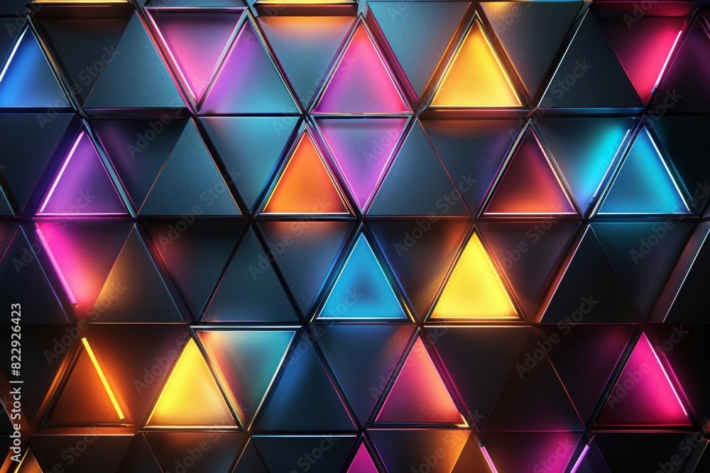 Poster create a seamless pattern of glowing triangles