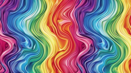 Mesmerizing background with a seamless rainbow pattern showcasing a spectrum of colors in artistic waves, ideal for creative and uplifting designs.